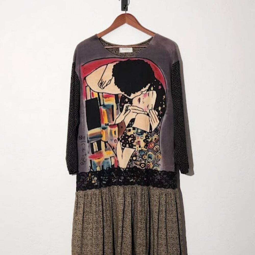 AHNI Women's Drop Waist Wearable Art Dress Size Large